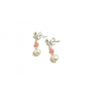 Beautiful Angel Skin Coral and Pearl Drop Earrings